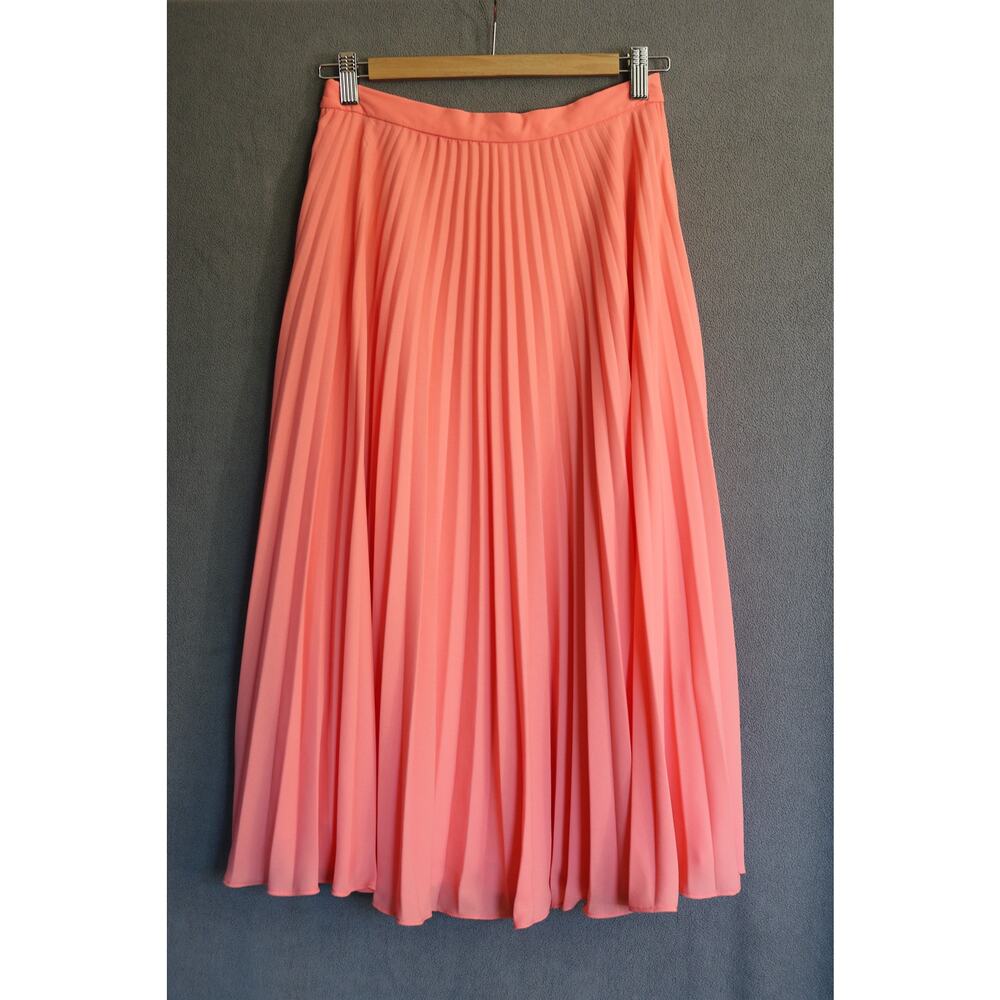 1State Maxi Skirt Size 4 Salmon Pink Striped Flowy Pleated Sheer‎ Feminine Chic - Picture 2 of 13